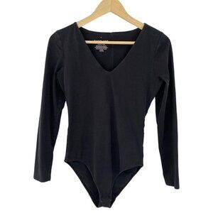 Everlane‎ Bodysuit Black V-Neck Long Sleeve Size M